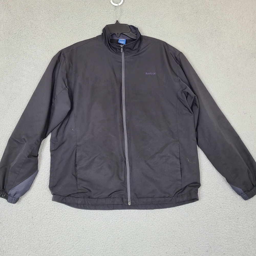 Reebok Jacket‎ Mens Large Black Windbreaker Full Zip Outdoor Golf Mesh Lining